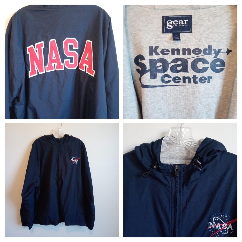 Kennedy Space Center NASA Hoodie Zipper Blue Jacket XL